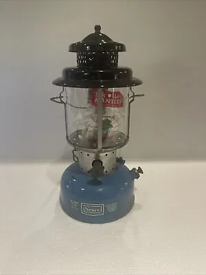 Vintage Sears Blue Black Gas Lantern ORIGINAL GLOBE Coleman 4767221 3-70 • $225
