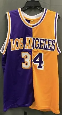 $299 • Buy Shaquille O'Neal HOF Signed #34 Lakers Split Jersey Autographed BAS Holo Only