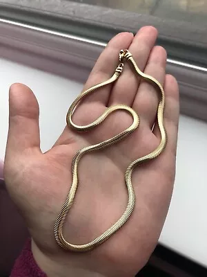 Heavy 9ct Yellow Gold Herringbone Snake Vintage Necklace Chain 9k Chunky 14g • £750