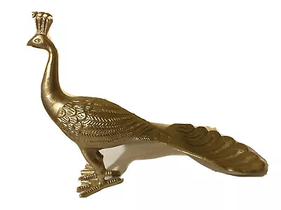 Home Decor Peacock Gold Tone Metal Brass  Figurines Set Of 2 Peacocks Pavoreales • $110