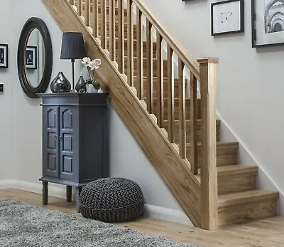 Solid Oak Stop Chamfered Stair & Landing Balustrade Staircase Kit Inc Newels • £329.89