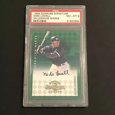 1998 Donruss Signature Millenium Marks  Mike Lowell  Rookie AUTO  PSA 8 • $50