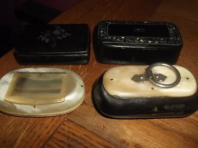 £24.99 • Buy Collection 4 Small Vintage Snuff Boxes Horn Papier Mache