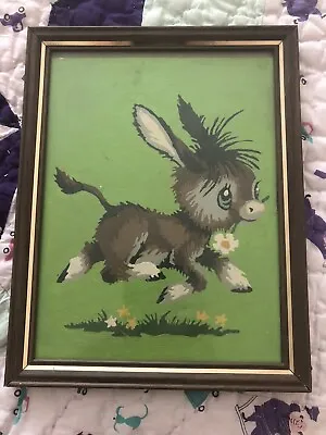 Baby Donkey W/ Flowers - Paint By Number -PBN- Mid Century Rare • $28