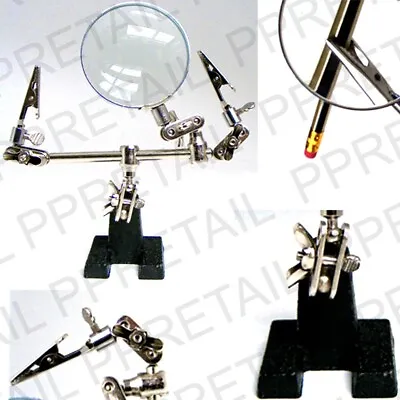 MAGNIFYING GLASS CLAMP HELPING HAND Stand Soldering Clip Grip Jewellery Repair • £9