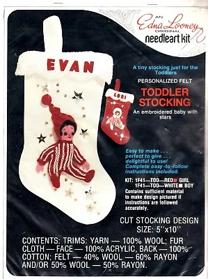 Toddler Stocking Vintage Girls Red Felt Needleart Kit Edna Looney Kit IF41 • $29.94