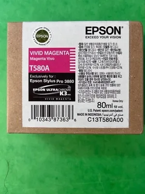 Genuine EPSON   Style Pro  3880  Vivid Magenta  Ink 80ml  - UltraChromo K3 T580A • $39