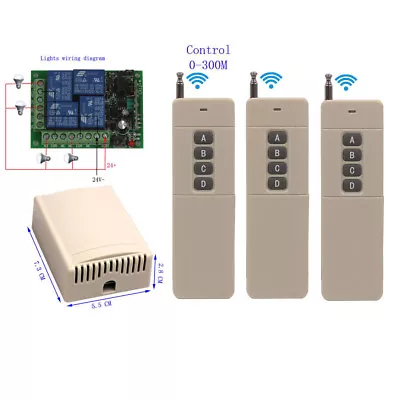 300M 24V Wireless 4 Channel RF Remote Control Switch Module Motor Light Garage • $18.93