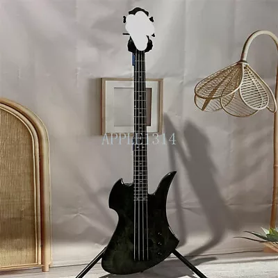 New Gray Burl Maple Top 4 Strings Electric Bass Guitar 4H Pickups Black Hardware • $317.30