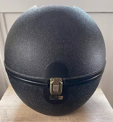 Vintage Black LA RONDE By Jet Set WIG Carrying CASE Hard Plastic HAT BOX Big Egg • $59.99