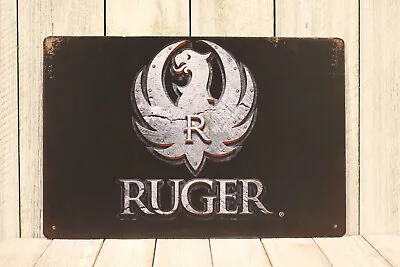 Ruger Tin Metal Poster Sign Man Cave Vintage Ad Rustic Look Gun Shop Range  • $11.97