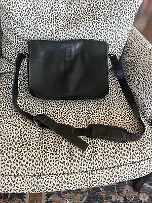 Leather Messenger Bag With Shoulder Strap Black Banana Republic Vintage • $27.99