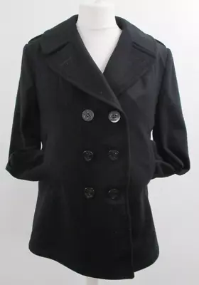 Military Women's Pea Coat Black Wool US Navy DSCP Medium UK 14 - R194 • £50