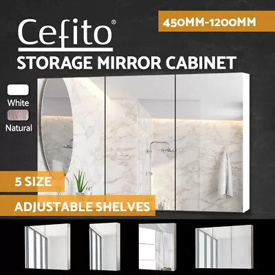 Cefito Bathroom Mirror Cabinet Vanity Shaving Medicine 450/600/750/900/1200mm • $120.95