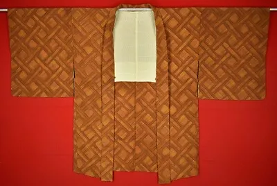 Vintage Japanese Kimono Silk Antique BORO HAORI Kusakizome Dyed/AA884/550 • £40.80