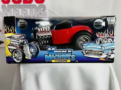 FUNLINE MUSCLE MACHINES ‘32 ROADSTER In RED Die Cast 1/18 #61198 TOO COOL! • $44.95