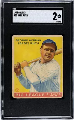 1933 Goudey Babe Ruth #53 SGC 2 • $13200