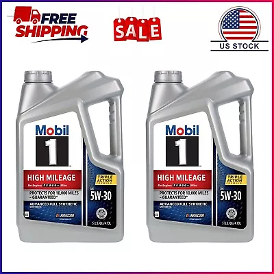 2 Pack Mobil 1 High Mileage Full Synthetic Motor Oil 5W-30 5 Quart • $47.50