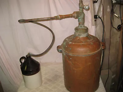 RARE Antique Copper 9-10 Gal Moonshine Still W/Coil+ Shine JUG-A MAN CAVE MUST!! • $419.99