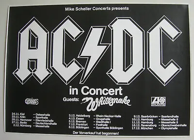 $249.95 • Buy Ac/dc German Concert Tour Poster 1980 Back In Back Angus Malcolm Young