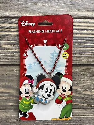 Vintage Disney Mickey Mouse Flashing Necklace Red Beaded 27” Chain  • $12.50