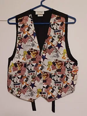 Vintage 1994 Looney Tunes Waistcoat Tuxedo Vest Mens American Flag Character • $35