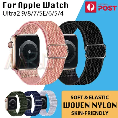 $6.85 • Buy Adjustable Nylon Strap Band For Apple Watch IWatch Series 9 8 7 6 5 SE 41 45 44