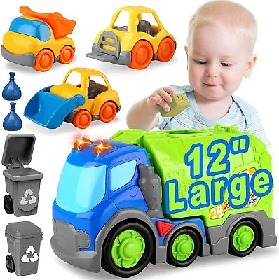 Busy City Garbage Truck Toy With Light & Sound +Trash Cans Dump Truck Bulldozer  • £19.95