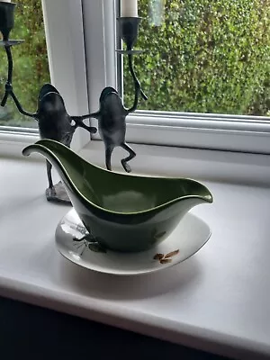 Vintage Midwinter Fashion Green Riverside Gravy Sauce Boat With Saucer • £9.99
