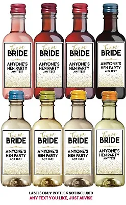 8 PERSONALISED Mini Wine Bottle Label Thank You Gift Wedding Bridesmaid Hen Do • £4