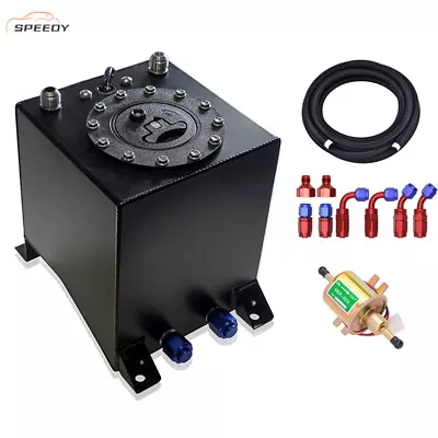 2.5 Gallon Black Fuel Cell Tank With 6AN Hose Line Fittings Fuel Pump HEP-02A • $114.29