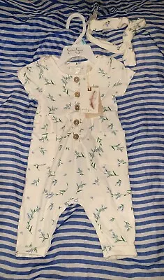 Jessica Simpson Floral Patterned Romper Set & Headband  3-6 Months BNWT • £10