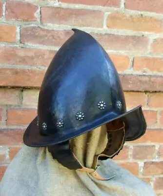 Hammered 18 Gauge Steel Medieval Morion Spanish Helmet With Cheek Plates • $139