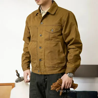 Red Tornado Short Lined Waxed Canvas Cruiser Jacket Rugged Yellowstone Outerwear • $127.99