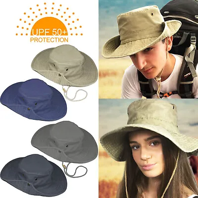 Australian Safari Bush Hat Cotton Aussie Upf 50+ Protection Outback Wide Brim • £7.99