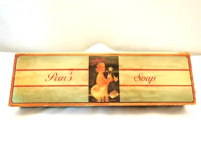 ANTIQUE VTG WOODEN BOX PAPER LABEL ADVERTISING PEAR'S SOAP W/ 6 BARS Of SOAP • $20