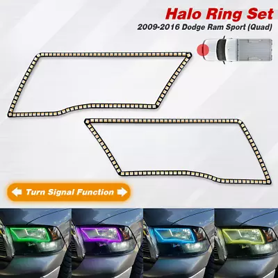 09-16 Ram Quad Sport Angel Eye LED Halo Ring Multi-Color Bluetooth Turn Signal • $111.49