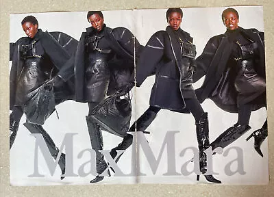 2019 Max Mara  Print Ad Clothing 2 Page Black Woman Leather Coat Purse Boots • $17