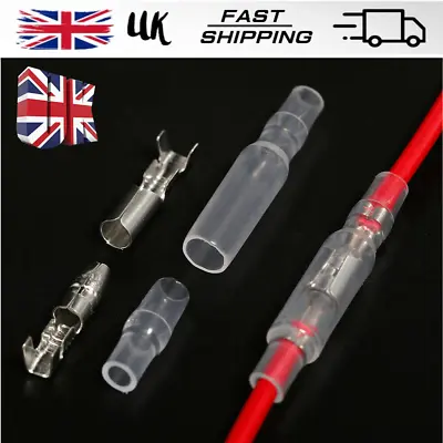 200x Motorcycle Car Terminals Male & Female Bullet Crimp Connectors + Sleeve Kit • £4.98