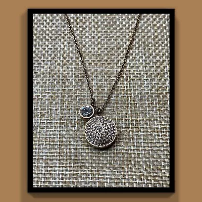 Michael Kors Brilliance Gold Necklace Crystals Pave Disk • $30