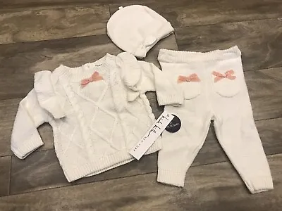 Nicole Miller Sport Baby Girls 0-3M 3 Piece Long Sleeve Sweater/Pants Set. #398 • $36