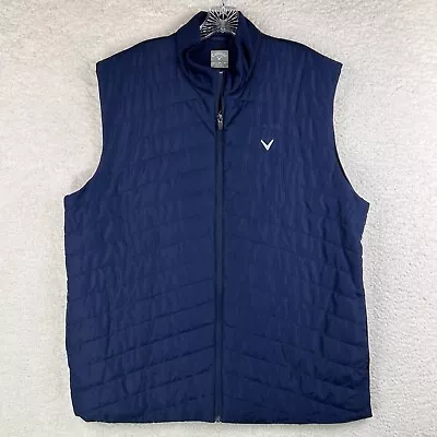 Callaway Vest Jacket Mens XL Blue Quilted Golf Full Zip Mock Neck • $39.95