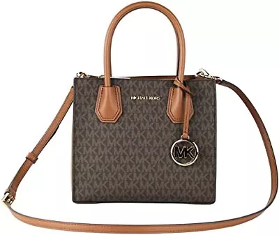 Michael Kors Women Lady Messenger Crossbody Bag Handbag Satchel Purse Brown Gold • $96.95