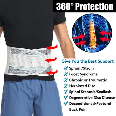 Adjustable Compression Lumbar Back Brace Sports Belt Waist Support Pain Relief • £13.79