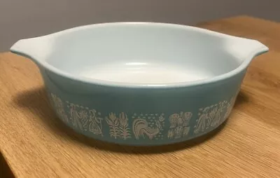 Vintage PYREX Amish Butterprint Bowl #471 1 Pt Turquoise & White (BFEB-04-031) • $24.95