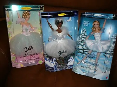 REDUCED ! 3 NEW NRFB Barbies AA Swan  Queen Marzipan & Snowflake The Nutcracker • $68.99