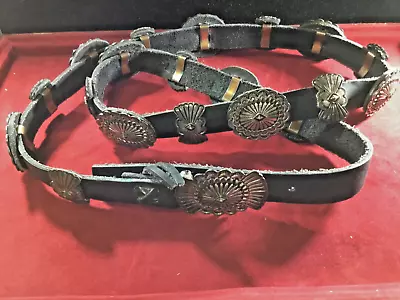 VINTAGE JERRY N. PLATERO SIGNED Silver Concho Belt W/ 20 Silver Sunbursts • $1490