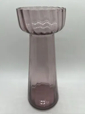 Glass Bulb Forcing Hyacinth Vase Amethyst Purple Vertical Optic Vintage 8” • $29.99