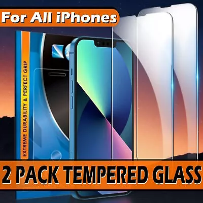 Screen Protector Tempered Glass For IPhone 11 12 13 14 15 Pro Max 6 7 8 Plus X • £0.99