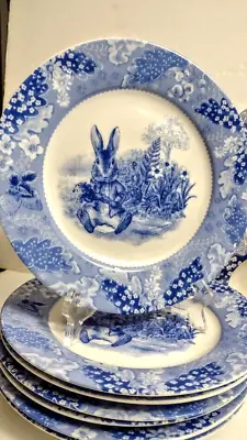 ONE Plate Beatrix Potter PETER RABBIT Bunny Easter White Blue SALAD Plate 8  • $18
